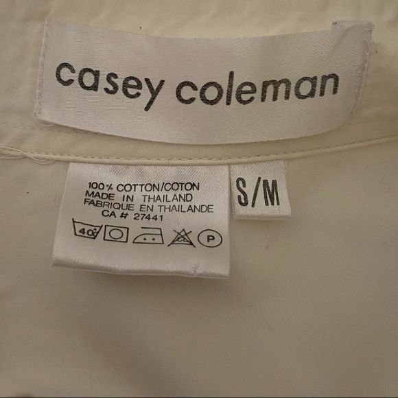 Casey Coleman White Cotton Long Sleeved Button Down Shirt Embroidered Dog S/M - Picture 6 of 6